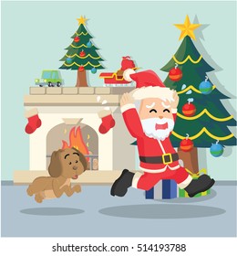 santa chased by dog