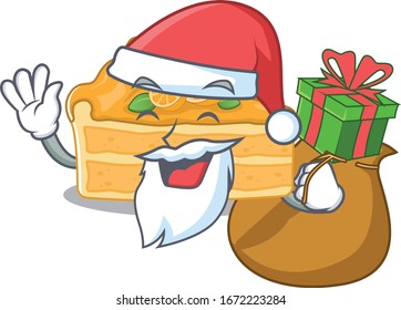 Santa cheesecake orange Cartoon character design with box of gift