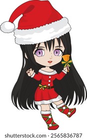 Santa Chibi Girl Christmas Vector Mascot