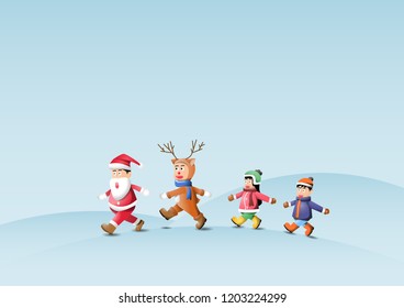 Santa with the children on Christmas Day.