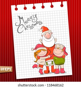 Santa and children. Vector Illustration of Christmas theme. 10 eps