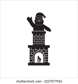 Santa chimney christmas wreath icon