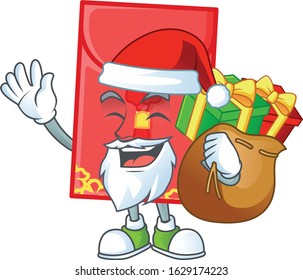 Santa chinese envelope Cartoon character design having box of gift