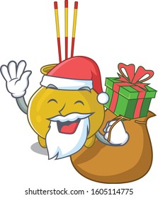 Santa chinese incense Cartoon character design having box of gift
