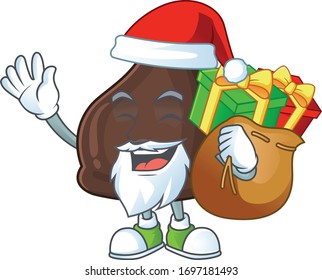 Santa chocolate conitos Cartoon character design with sacks of gifts