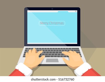 Santa chooses gifts on the Internet