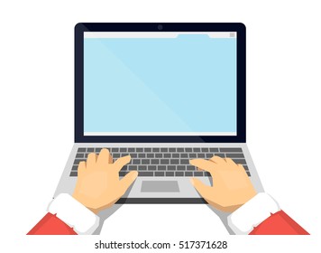 Santa chooses gifts on the Internet