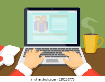 Santa chooses gifts on the Internet