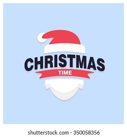 Santa Christmas card with Santa on a winter background with vintage typography style