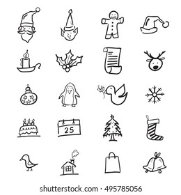 Santa and Christmas cartoon drawing icons