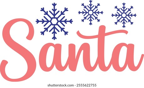 Santa christmas clip art design on plain white transparent isolated background for card, shirt, hoodie, sweatshirt, apparel, card, tag, mug, icon, poster or badge