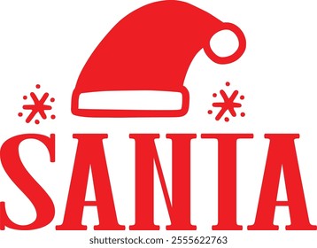 Santa christmas clip art design on plain white transparent isolated background for card, shirt, hoodie, sweatshirt, apparel, card, tag, mug, icon, poster or badge