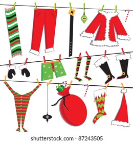 Santa Christmas clothesline with cute items