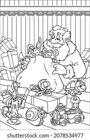 Santa and christmas coloring pages
