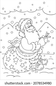 Santa and christmas coloring pages