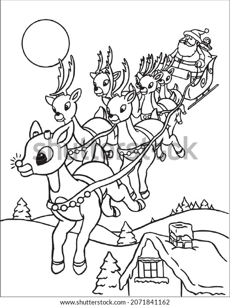 Santa Christmas Coloring Pages Stock Vector (Royalty Free) 2071841162 ...