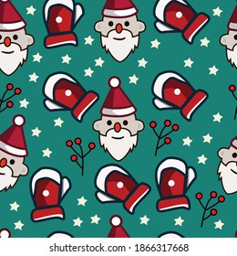 Santa Christmas Decoration Seamless Pattern Premium Vector