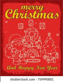 santa in christmas doodle illustration