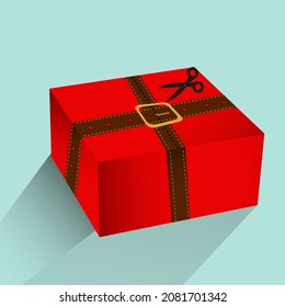 Santa Christmas gift box  simple clip art and vector illustration.