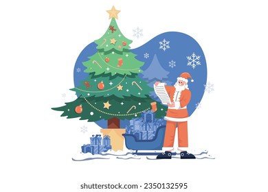 Santa With Christmas Gift List