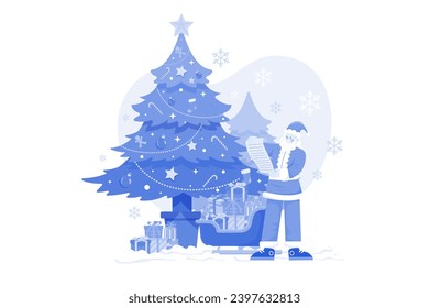 Santa With Christmas Gift List
