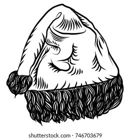 Santa Christmas hat. Santa Claus top hat isolated on white background. Vector.