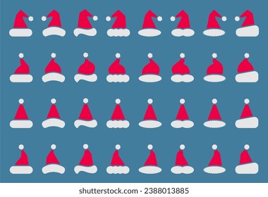 santa or christmas hat icon set. simple vector for Christmas holiday ornament designs such as greeting cards, banners, flyers, social media.