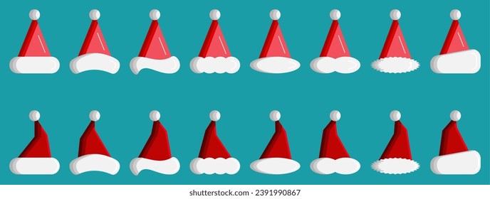 santa or christmas hat icon set. simple vector for Christmas holiday ornament designs such as greeting cards, banners, flyers, social media.