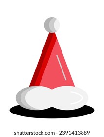 santa or christmas hat icon. simple 3d vector for Christmas holiday ornament designs such as greeting cards, banners, flyers, social media.
