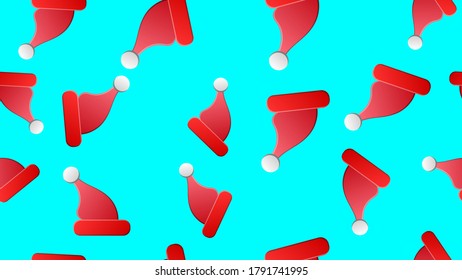 Santa Christmas Hat Vector Illustration Seamless Pattern.