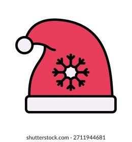 Weihnachtsmütze, Vektorgrafik, Symbol für gefüllten Stil