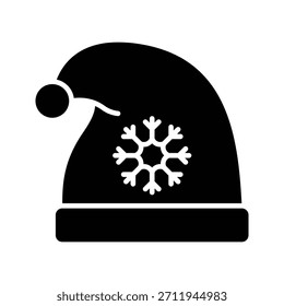 Santa Christmas Hat Vector Illustration, Solid Style Icon