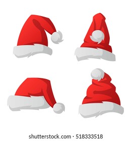 Santa christmas hat vector illustration. Red santa top hat isolated on white background