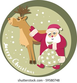 santa and christmas reindeer
