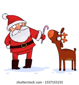 Santa and Christmas Reindeers illustration