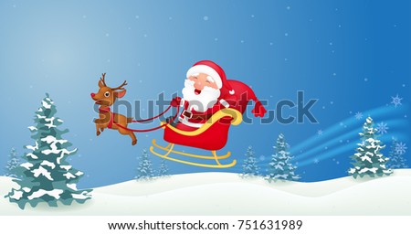 Santa with christmas sled 