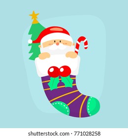 Santa with christmas sock.