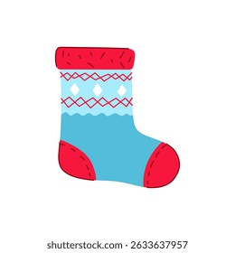 santa christmas sock cartoon. holiday cheer, cozy ornament, surprise custom santa christmas sock sign. isolated symbol vector illustration