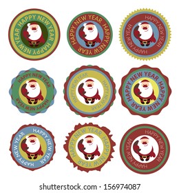 Santa Christmas Stamp set in vector