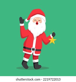 Santa with Christmas Star Character Design Illustration