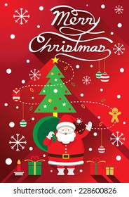 Santa, Christmas Text & Tree