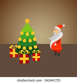 Santa and Christmas tree