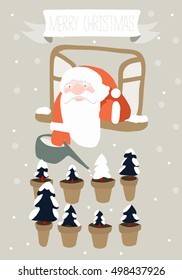 santa and christmas tree
