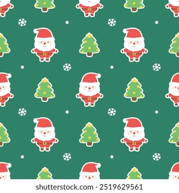 Santa y el árbol de Navidad diseño de patrón sin fisuras para el fondo, Fondo de pantalla, diseño textil, tela, tarjeta, papel de embalaje, cuaderno, cubierta del diario, manta para los niños, manta, decorativo y etc.