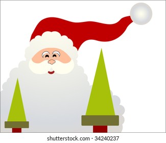 santa with christmas trees