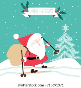 Santa Christmas winter template greeting card, label