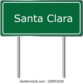 Santa Clara, California, road sign green vector illustration, road table, USA city