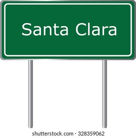 Santa Clara , California, road sign green vector illustration, road table, USA city