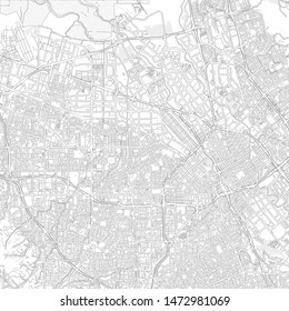 Santa Clara, California, USA, bright outlined vector map with bigger and minor roads and steets created for infographic backgrounds.