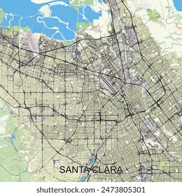 Santa Clara, California, USA map poster art